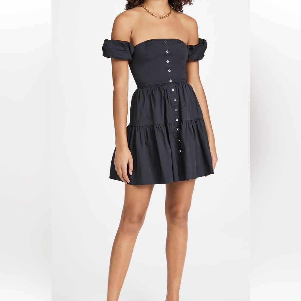 STAUD Mini Elio Dress in Black